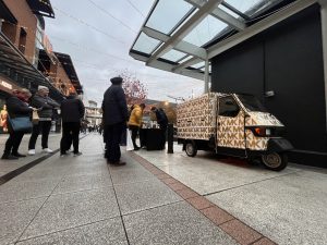 Photos of our branded mobile coffee van attracting a crowd