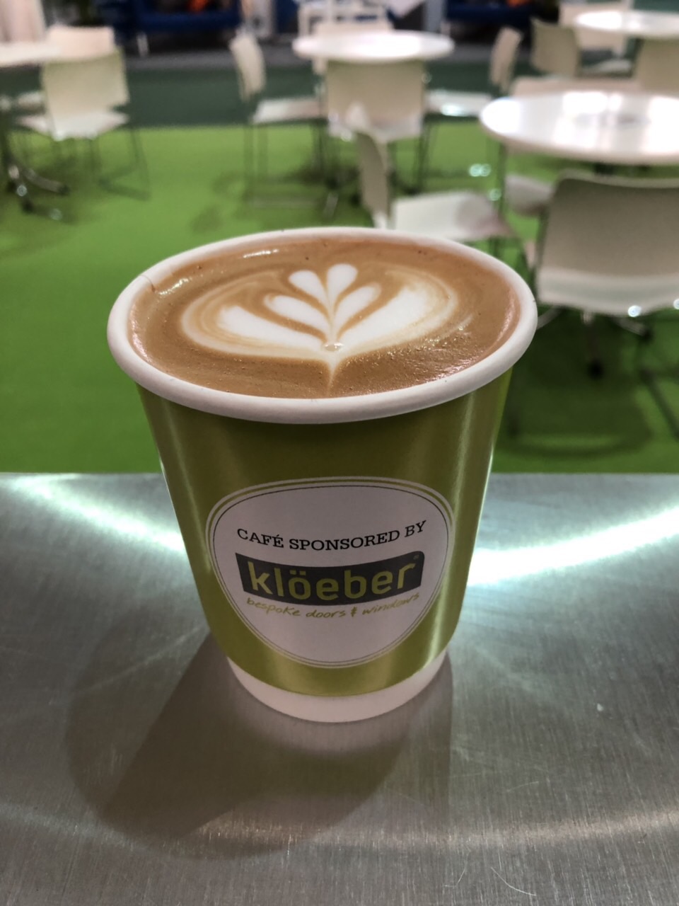 The Mobile Coffee Bean Build It Live Kloeber branded cup latte art