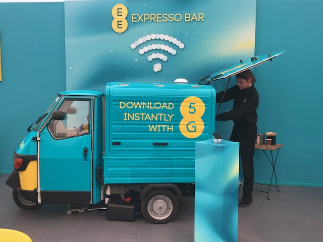 The Mobile Coffee Bean EE 5G promotion barista bar at Glastonbury
