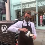 mobile barista pouring coffee for the Michael Kors and Pride event