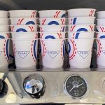 The Mobile Coffee Bean exclusive Prada branded coffee cups at Selfridges London
