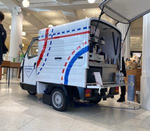 The Mobile Coffee Bean exclusive Prada branded coffee van at Selfridges London