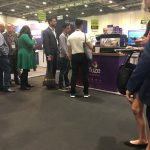 Mobile barista service with branded mobile coffee bar at exhibition event
