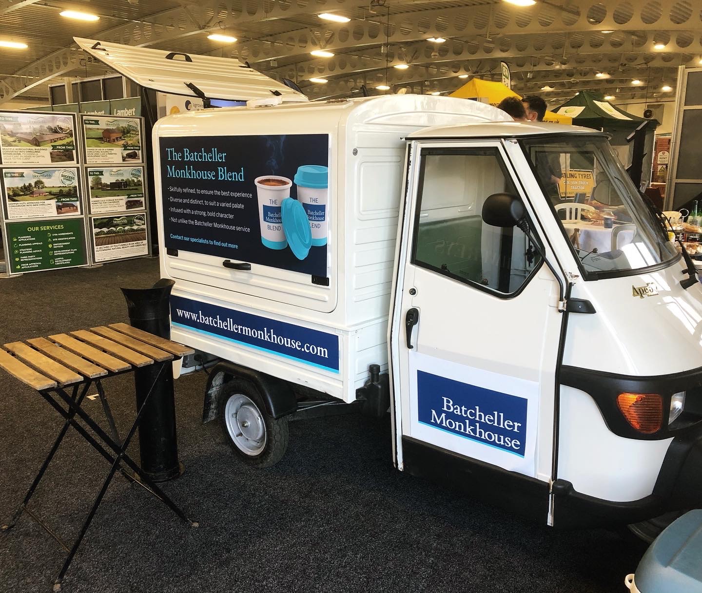 the mobile coffee branded van at an exhibition