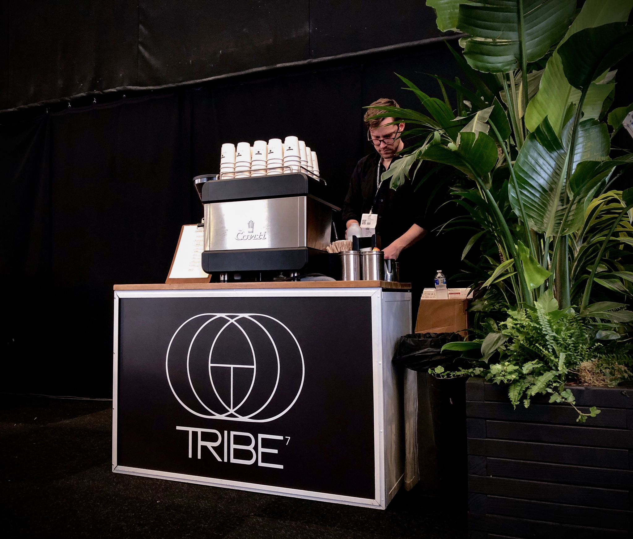 Corporate branded mobile coffee bar hire indoor event – Tribe Corporate branded mobile coffee bar hire indoor event - Tribe