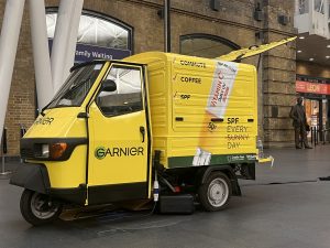 Corporate branded mobile coffee van hire London Garnier
