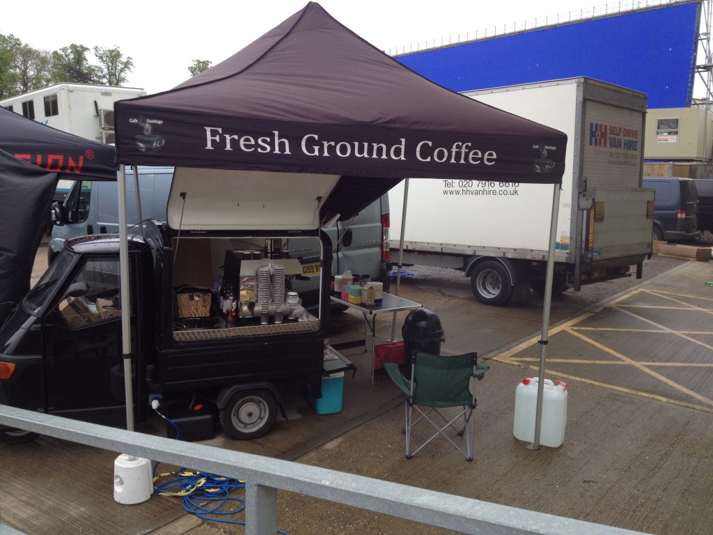 Mobile coffee catering van hire on a filming location
