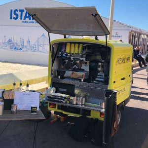 Our mobile coffee van set up with branded cups