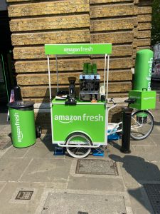 The Mobile Coffee Bean Amazon Fresh branded coffee cart