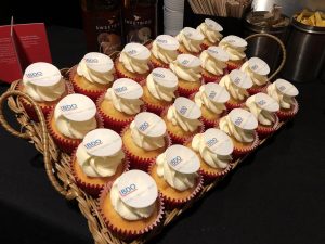 The Mobile Coffee Bean BDO logo branded cupcakes