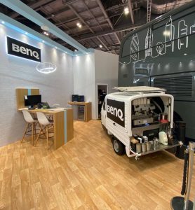 The Mobile Coffee Bean photos of a Benq branded coffee bar for promotions