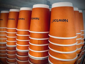 The Mobile Coffee Bean branded coffee cups for Newton Consulting student recruitment drive