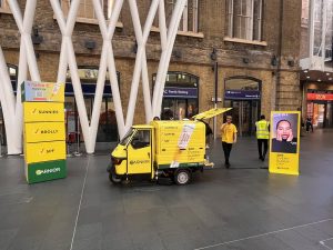 The Mobile Coffee Bean branded coffee van for Garnier UK activation in London