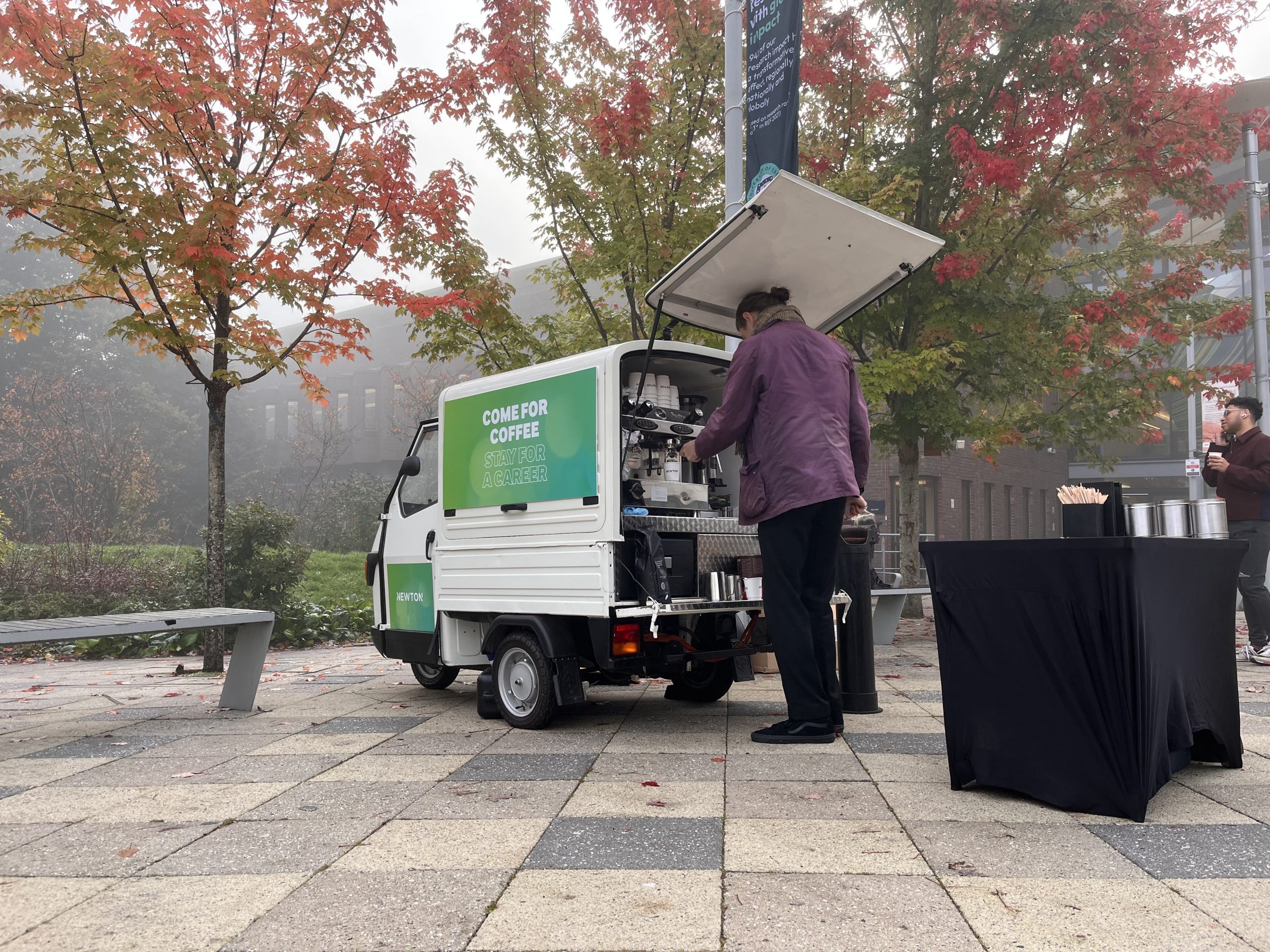 Photos of our branded mobile coffee van at a careers fair