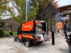 The Mobile Coffee Bean branded coffee van for Newton Consulting student recruitment drive
