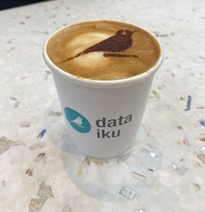 branded mobile coffee cup and latte art for data iku