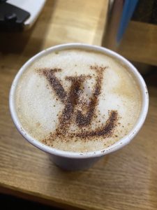 The Mobile Coffee Bean LV coffee stencil, latte art, Louis Vuitton branding #lvharrods
