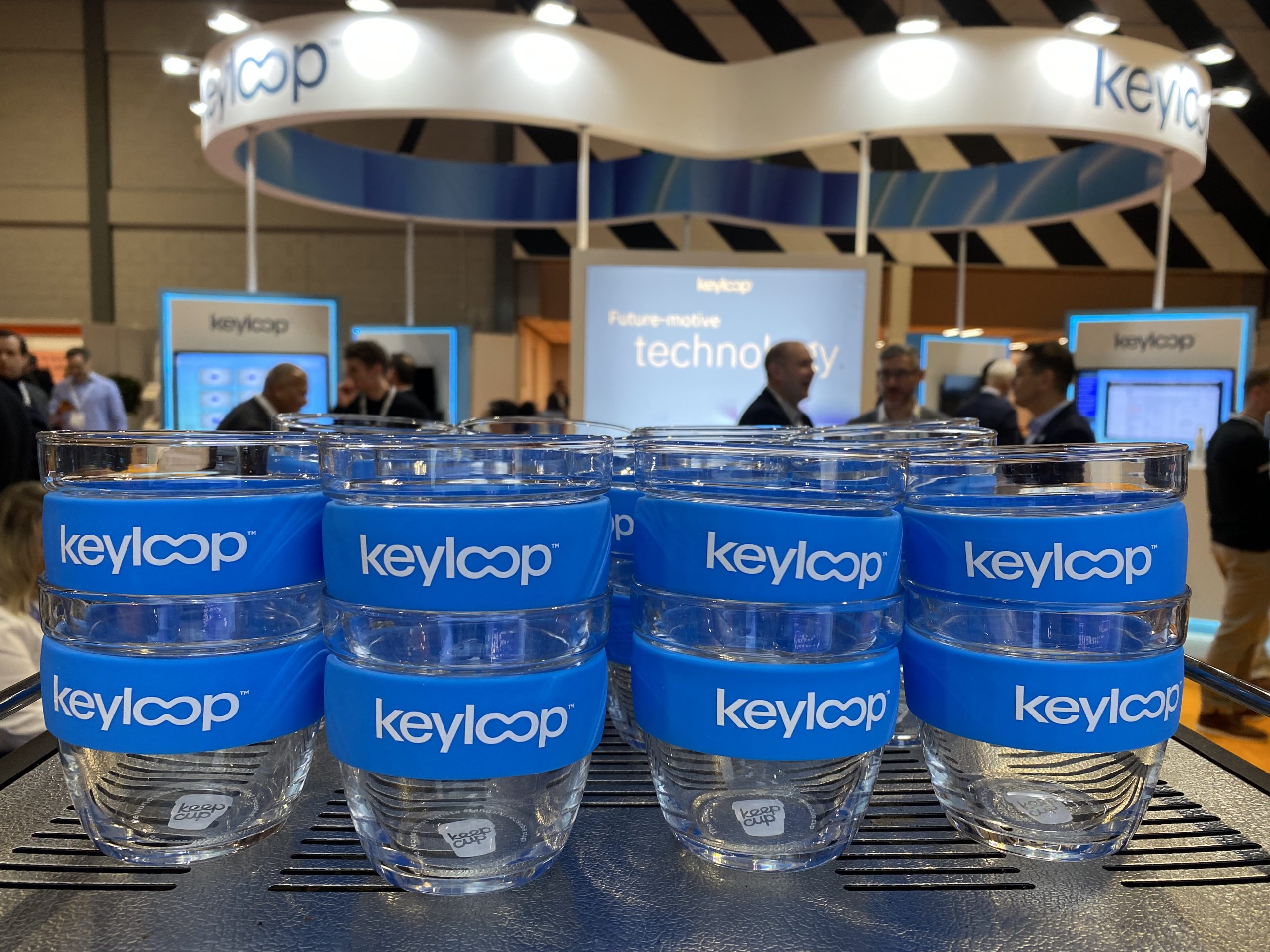 The Mobile Coffee Bean photos of corporate branding, Keyloop branded glasses