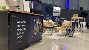 The Mobile Coffee Bean photos of an Investec branded coffee bar for exhibitions