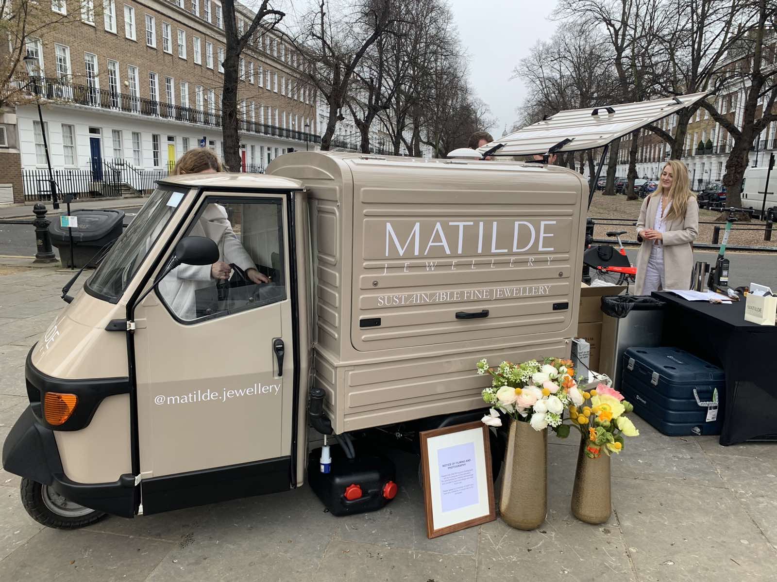 The Mobile Coffee Bean Matilde jewellery branded coffee van outdoor promotional event