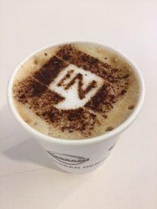 The Mobile Coffee Bean Nissan branded coffee stencil latte art cup